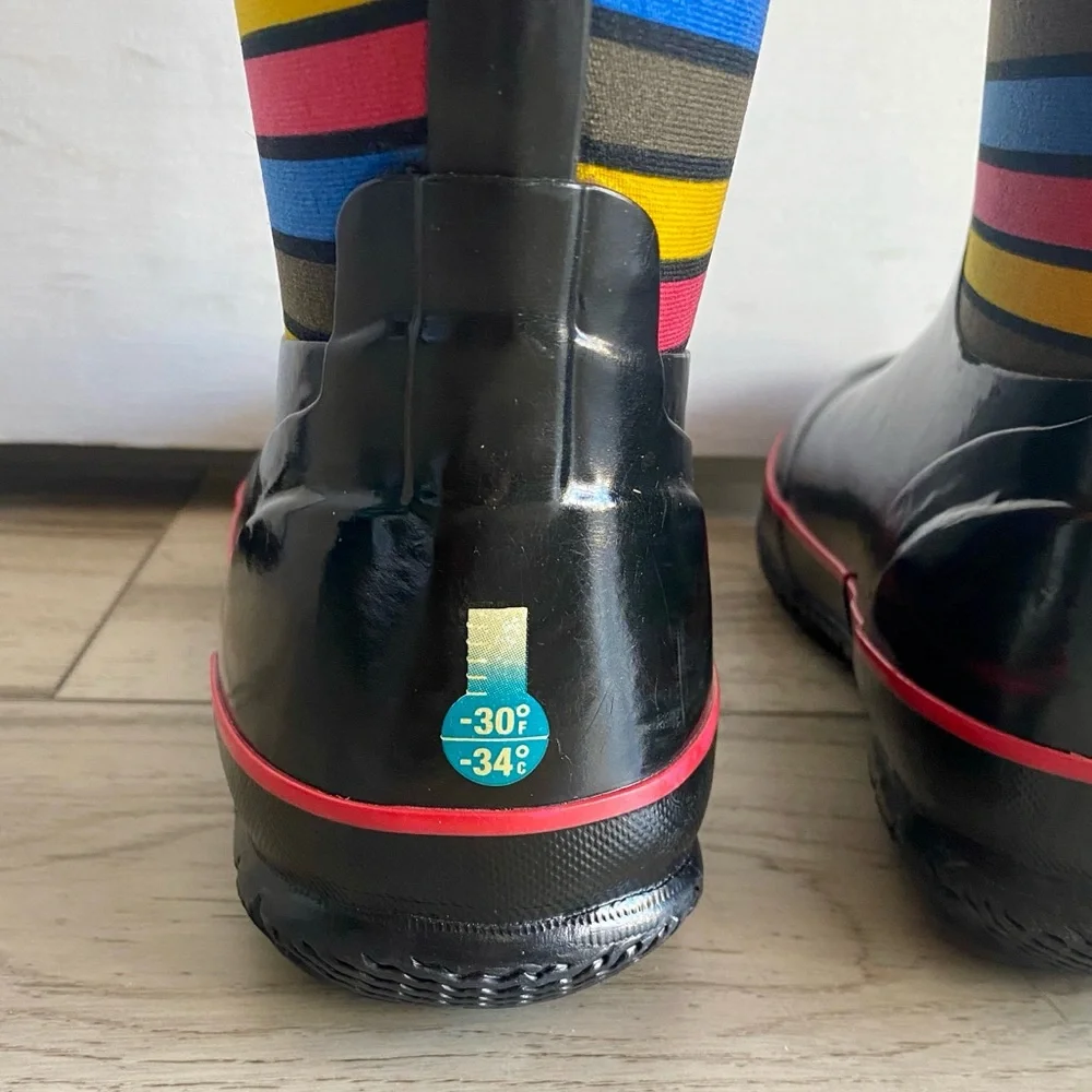 Bogs Girl’s Classic Striped Waterproof Winter Snow Boots